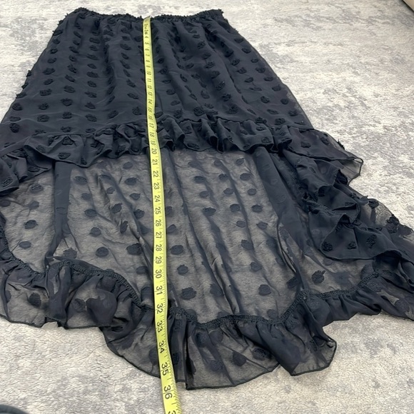 New Lyaner Tulle Polka Dot High Low 2 Piece Set Skirt Crop Top Black Sz M - Picture 9 of 11